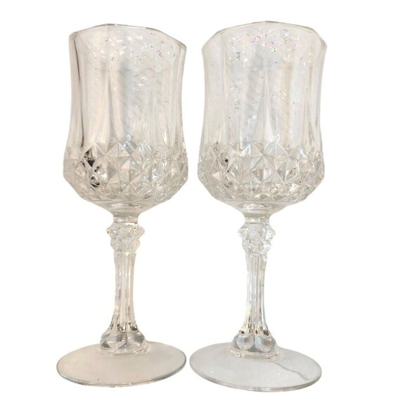 Vintage Crystal Wine Goblets Set Of 2 Elegant Glassware " Cristal d'Arques Wine - Picture 7 of 9